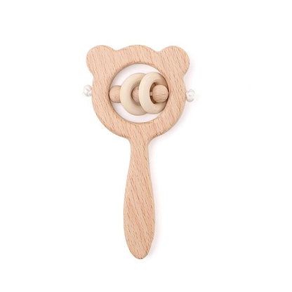Wooden Teether Hedgehog Crochet Beads Wood Crafts Ring Engraved Bead Baby Teether Wooden Toys For Kids Rattle Stevvex