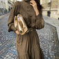 Mid-Long Loose Dress Female Vintage Turtleneck Spring Dress Vestidos Femme Robe