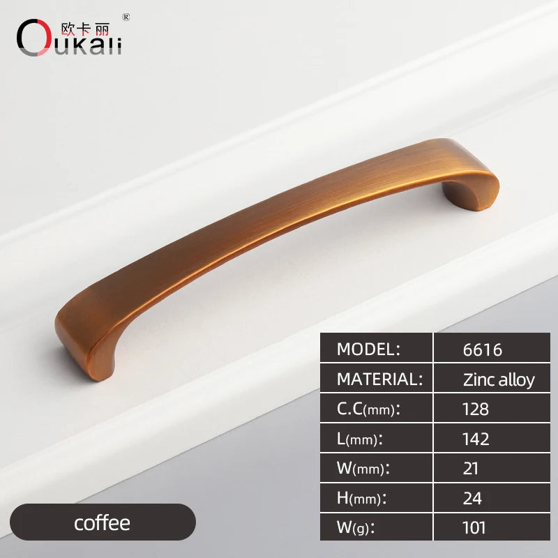 Oukali Nordic Style Atmospheric Brushed Brass Cabinet Wardrobe Knobs Handles Kitchen Bedroom Furniture Handles NovaCart