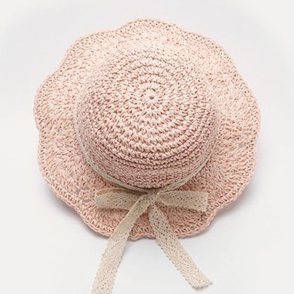 Handmade Modern Elegant Lady Baby Girls Breathable Lace Cap With Bow Great For Beach Sun Stevvex