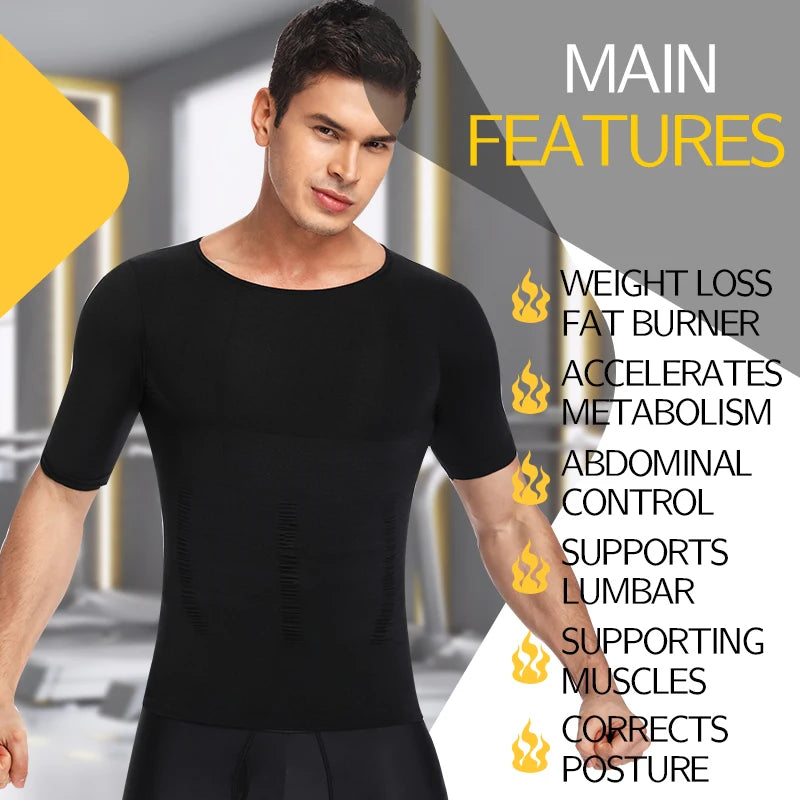 Men's Slimming Body Shapewear Posture Vest Tummy Abdomen Corrector Compression Body Modeling Fat Burner Chest Tummy Shirt Corset NovaCart