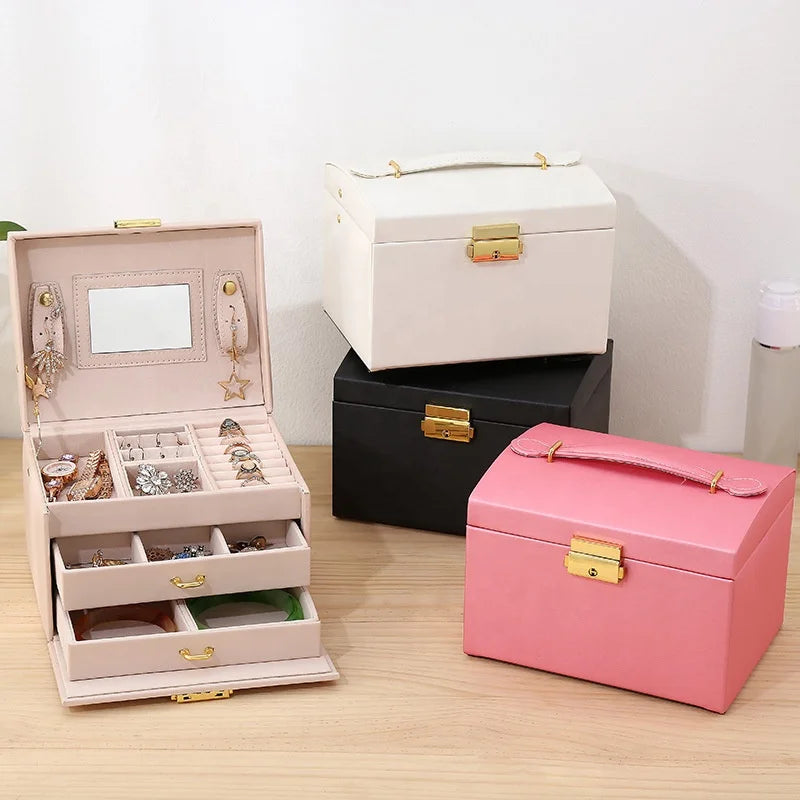 Hot Sale PU Leather Jewelry Storage Box Different Color Organizer for Earrings Necklace Jewelry NovaCart