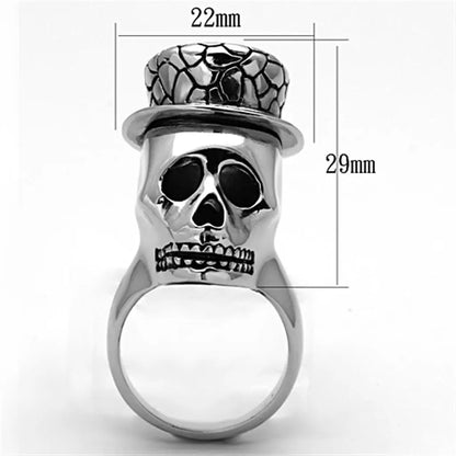 AJ TK1121 High Polished Stainless Steel Ring with Epoxy Fashion Rings in Jet Color NovaCart