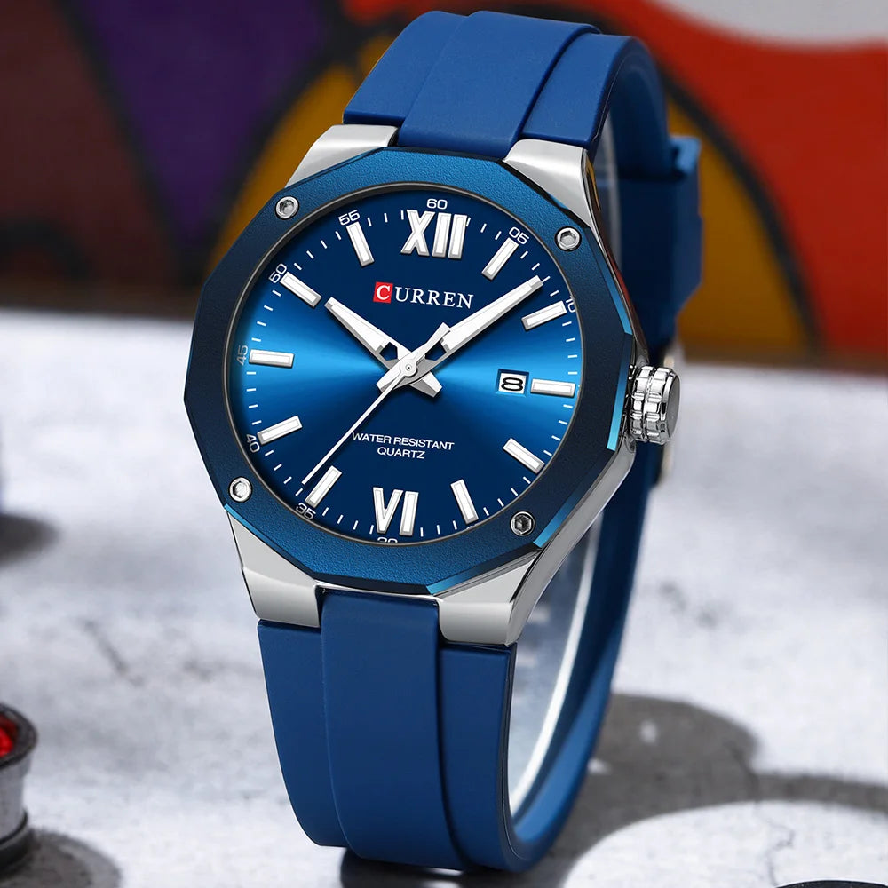 CURREN 8465 Brand Silicone Men Watches Big Dial Quartz Wristwatches Simple Watches Clock Reloj Hombre Male Casual Watch for Gift NovaCart