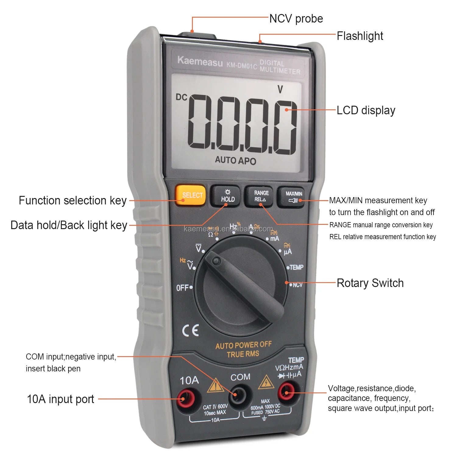 OEM ODM Anti-Burn Multitester DC/AC NCV Measure Square-wave Output True-rms Auto Range Digital Multimeters NovaCart