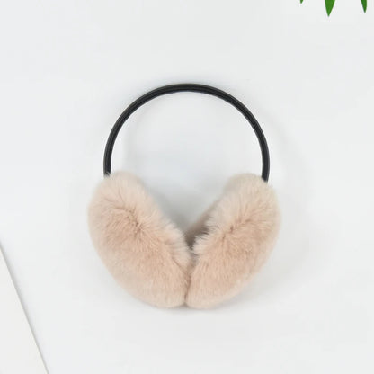 RTS Luxury Real Rex Rabbit Fur Ear Muffle Women's Winter Outdoor Warm Earmuffs Fashion Soft Earflap Ear Cover NovaCart