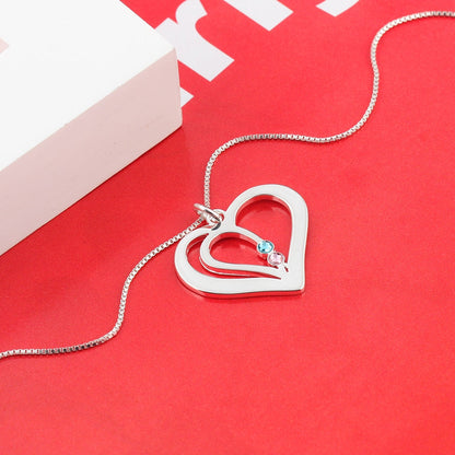 Personalized Birthstone Engraved Name Heart Necklaces & Pendants