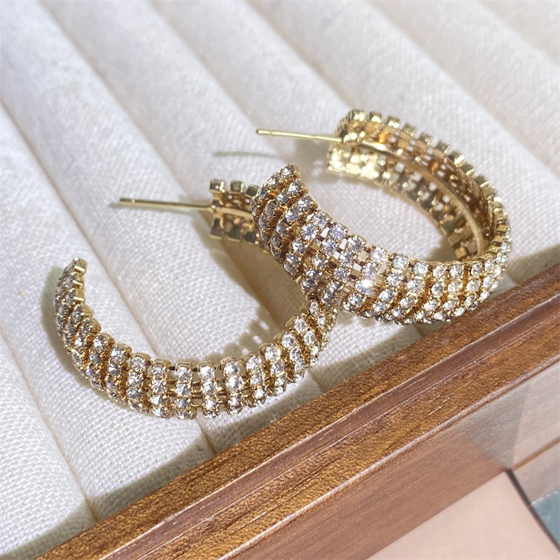 RAKOL ZPE350 Wholesale Sparkling Cubic Zirconia Elegant 18K Gold Plated Zircon Hoop Earrings  Party Women Jewelry Gifts NovaCart
