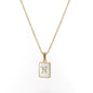 18K Golden Chain Necklaces Male Square Natural Shell Initial Letters Pendant Stainless Steel Jewelry