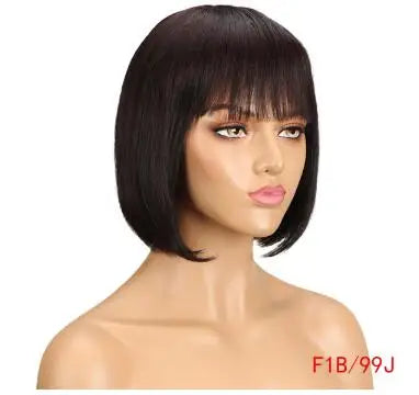 Wholesale Straight Bob Wig Brazilian Remy Hair Human Hair Wigs for Women Ombre Color Full Machine Made Wig With Bang NovaCart