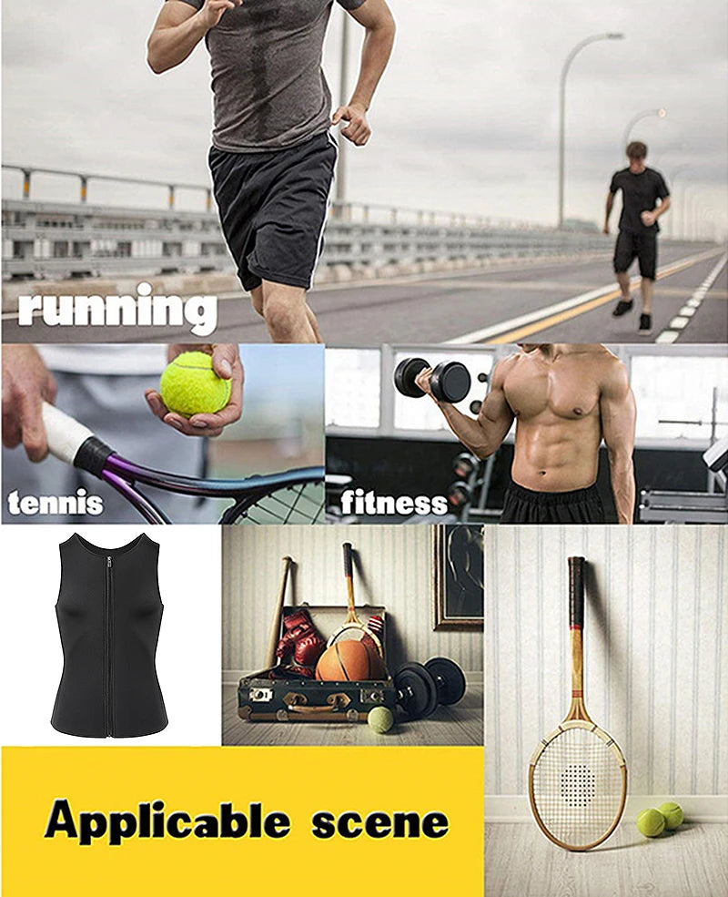 Neoprene Men's Shapers Sweat Vest for Men Waist Trainer Vest Adjustable Workout Body Shaper with Double Zipper for Sauna Suit NovaCart
