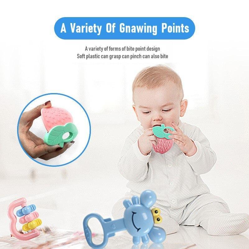 Baby Rattle Toys Cartoon Hand Grip Soft Rattles Shaker Teether Infant Newborn Educational Toys For Baby and Kids Stevvex