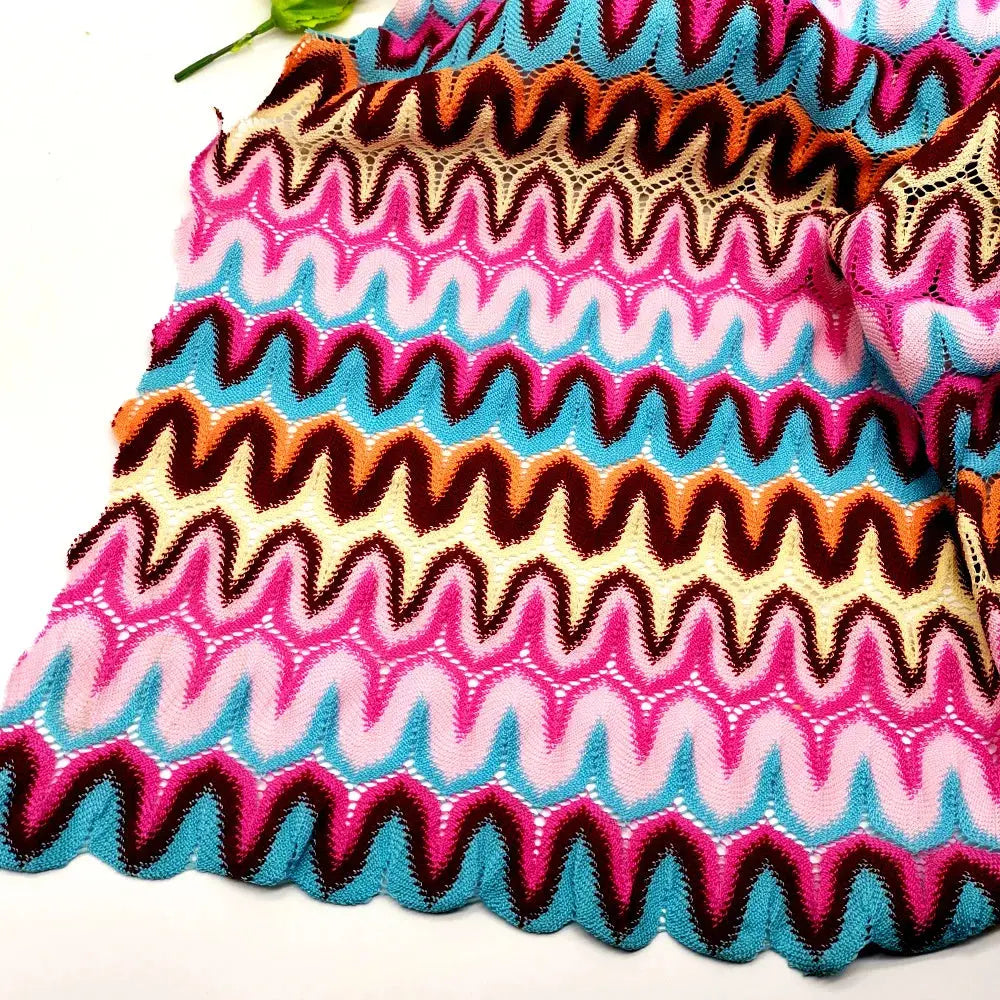 Knitting Lace Fabrics Zig Zag Wave Striped Lace Crochet Mesh Fabric Diy Fashion Cloth 155CM/1078 NovaCart