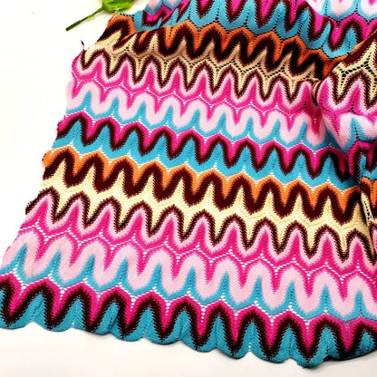 Knitting Lace Fabrics Zig Zag Wave Striped Lace Crochet Mesh Fabric Diy Fashion Cloth 155CM/1078 NovaCart