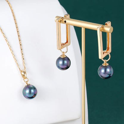 Fashion 18K Gold Plated Hawaiian Pearl Jewelry Wholesale Necklace Earrings Women's Set NovaCart