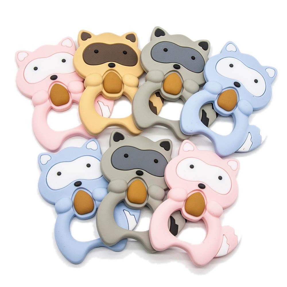 Silicone Raccoon Animal Cartoon Teether  Food Grade Chewable  Teething Toddle Safe For Baby And Perfect Gift For Babies Stevvex
