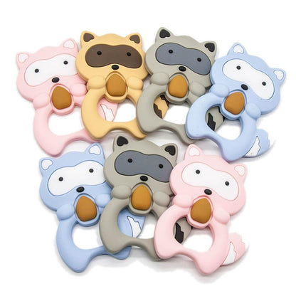 Silicone Raccoon Animal Cartoon Teether  Food Grade Chewable  Teething Toddle Safe For Baby And Perfect Gift For Babies Stevvex