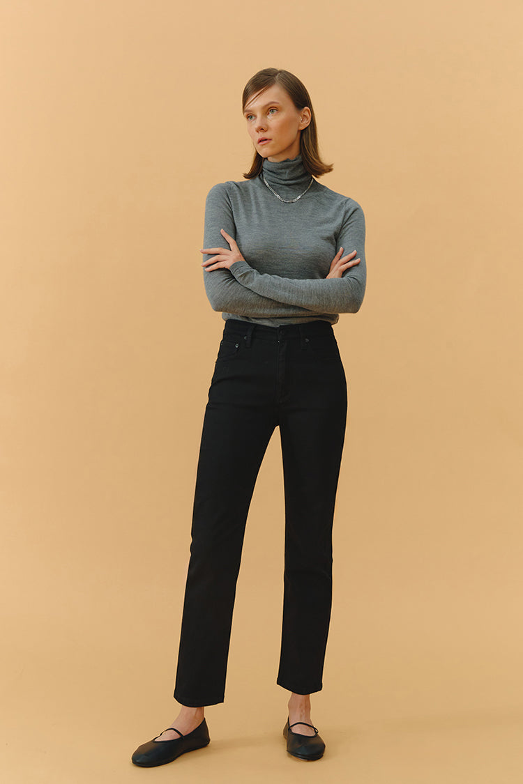 Two Shots High Rise Straight Crop Jeans HJ013 Hey Joanie