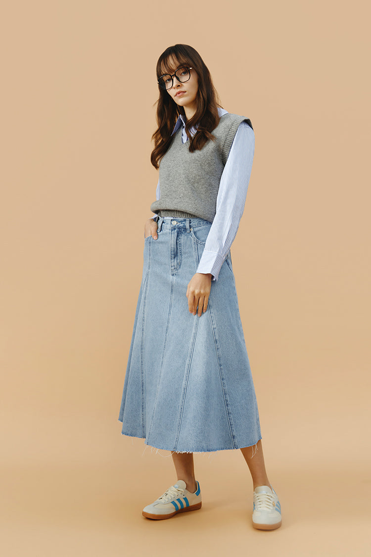 Monica Swing Denim Midi Skirt HJ806 Hey Joanie