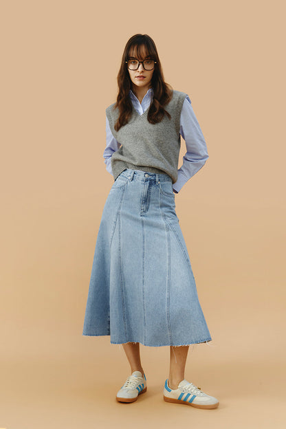 Monica Swing Denim Midi Skirt HJ806 Hey Joanie