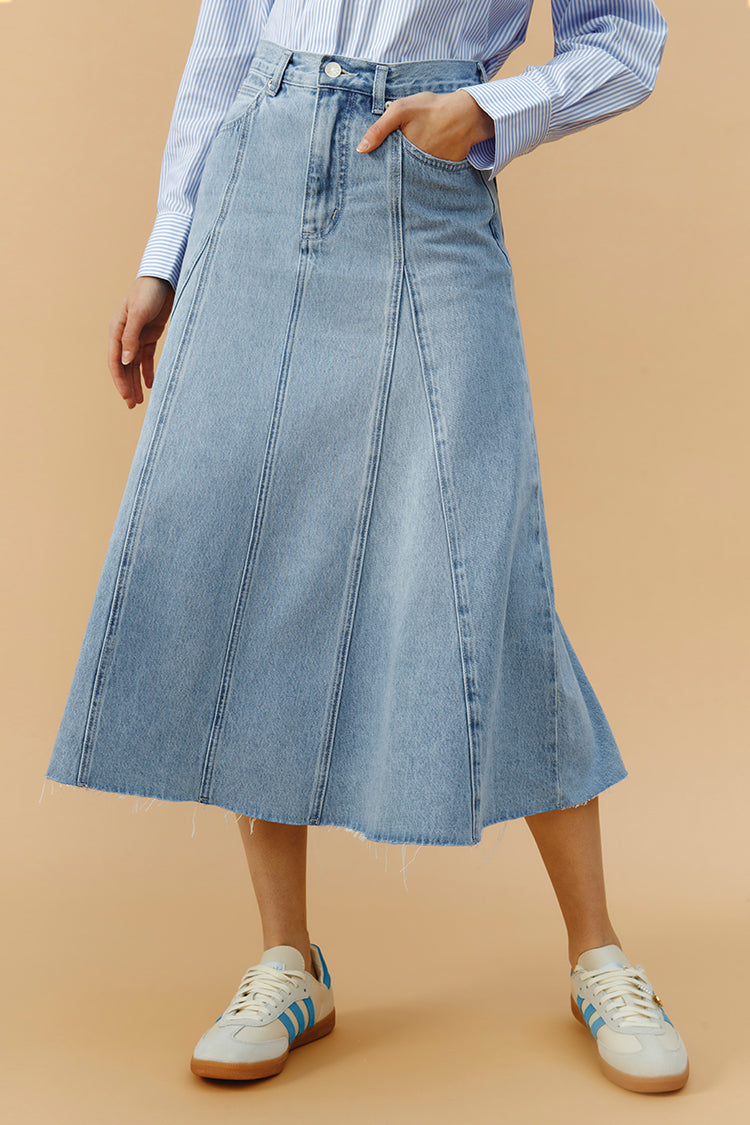 Monica Swing Denim Midi Skirt HJ806 Hey Joanie