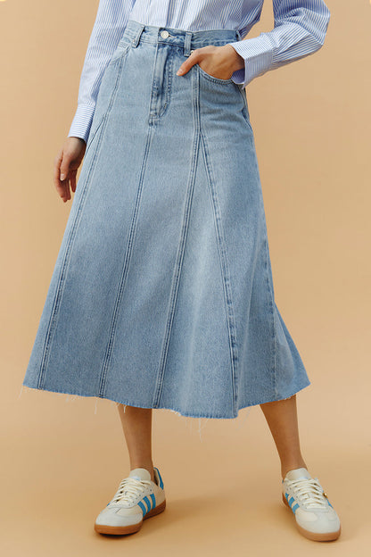 Monica Swing Denim Midi Skirt HJ806 Hey Joanie