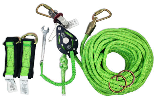 Frontline HLK1004 4-person 100' Adjustable Horizontal Lifeline System with 6' Anchor Straps VM Hardware