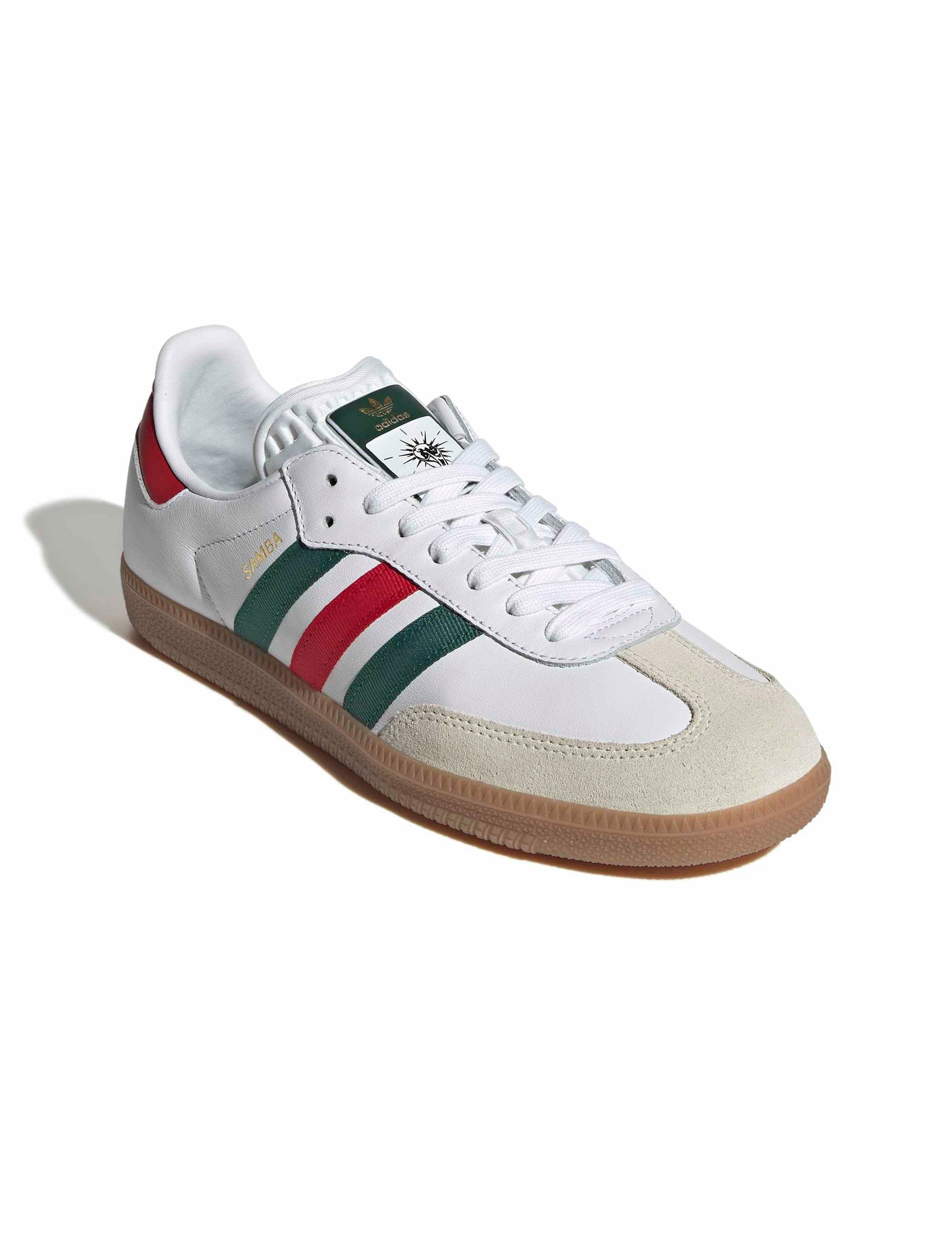 Adidas Mens Samba OG - White/Scarlet/Dark Green Denim Exchange