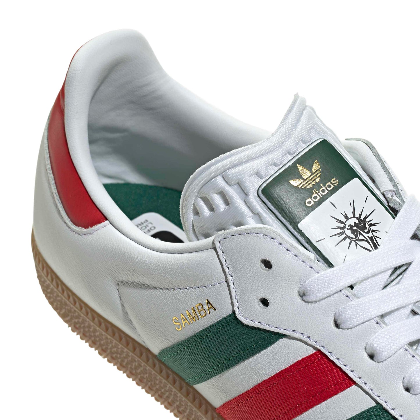 Adidas Mens Samba OG - White/Scarlet/Dark Green Denim Exchange