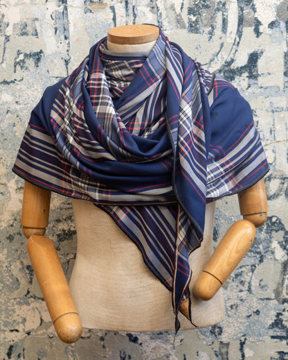 Harbor Plaid Silk Scarf Late Sunday Afternoon