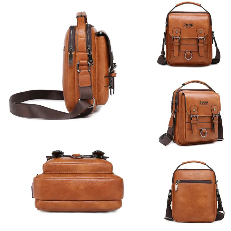 JEEP BULUO Multi-function Business Handbags Men New Man's Shoulder Bag Large Capacity Leather Messenger Bag Crossbody Big Brand NovaCart