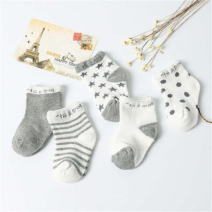5 Pair Cotton Mustache Printing Socks Baby Girls & Boys For 1-3 Year Elastic Warm And Comfortable Kids Sock Stevvex