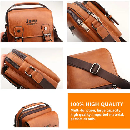 JEEP BULUO Multi-function Business Handbags Men New Man's Shoulder Bag Large Capacity Leather Messenger Bag Crossbody Big Brand NovaCart