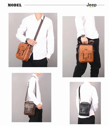 JEEP BULUO Multi-function Business Handbags Men New Man's Shoulder Bag Large Capacity Leather Messenger Bag Crossbody Big Brand NovaCart