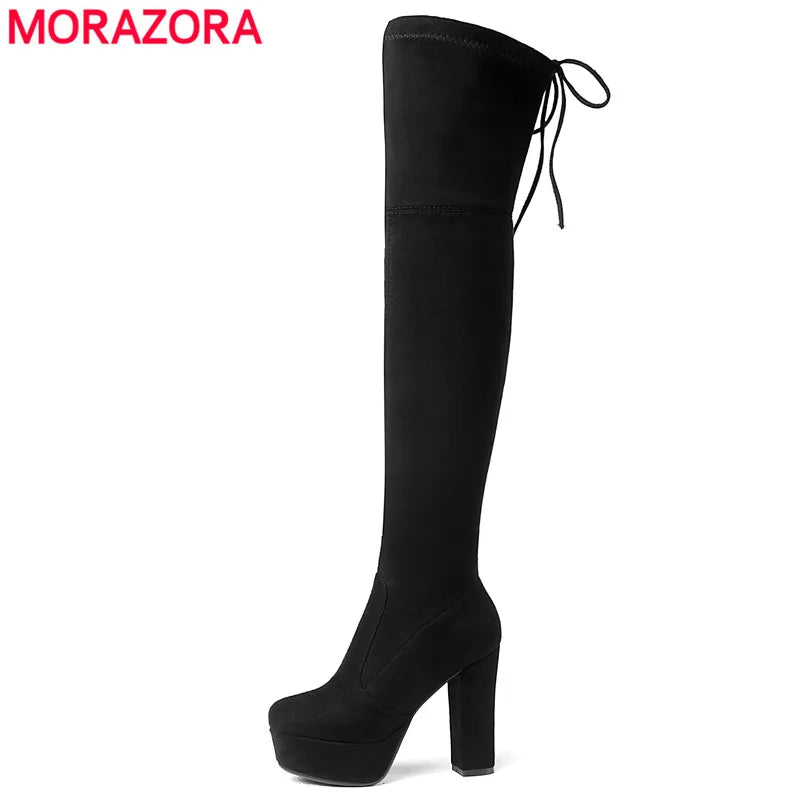 Size 34-43 New 2024 Over the Knee Boots Women Faux Suede Thigh High Boots Platform Stretch Slim Sexy Ladies Women's Winter Boots NovaCart