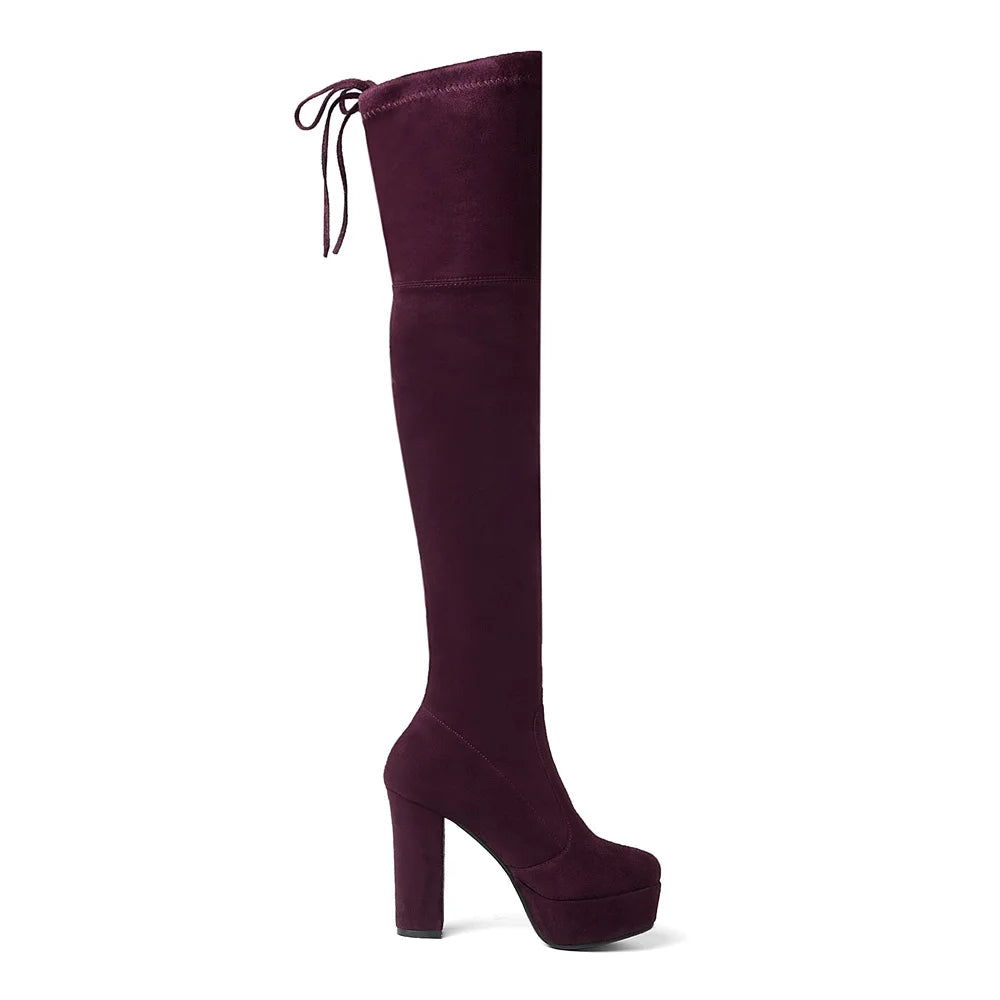 Size 34-43 New 2024 Over the Knee Boots Women Faux Suede Thigh High Boots Platform Stretch Slim Sexy Ladies Women's Winter Boots NovaCart