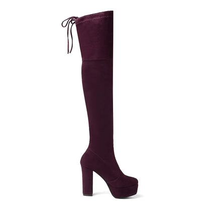 Size 34-43 New 2024 Over the Knee Boots Women Faux Suede Thigh High Boots Platform Stretch Slim Sexy Ladies Women's Winter Boots NovaCart