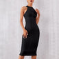 Summer White cocktail midi Dress Tank Sexy Sleeveless white dress for women