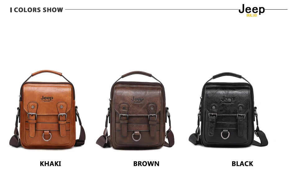JEEP BULUO Multi-function Business Handbags Men New Man's Shoulder Bag Large Capacity Leather Messenger Bag Crossbody Big Brand NovaCart
