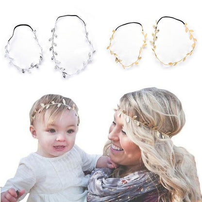 Luxury Modern Gold Silver Leaves Hairbands Summer Hair Accessories Bridal Trendy Jewelry For Mother and  Daughter Stevvex