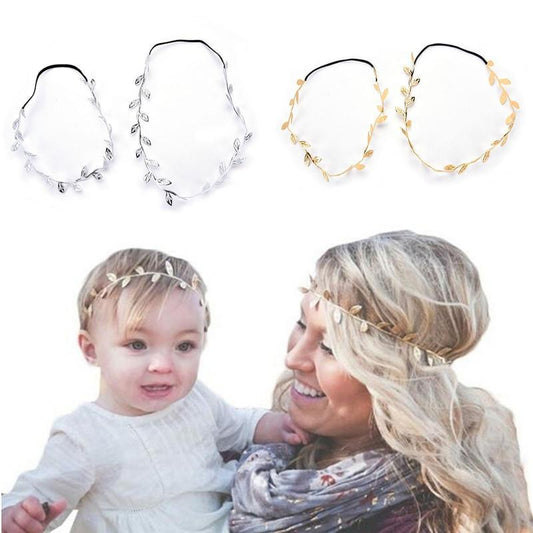 Luxury Modern Gold Silver Leaves Hairbands Summer Hair Accessories Bridal Trendy Jewelry For Mother and  Daughter Stevvex