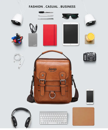 JEEP BULUO Multi-function Business Handbags Men New Man's Shoulder Bag Large Capacity Leather Messenger Bag Crossbody Big Brand NovaCart