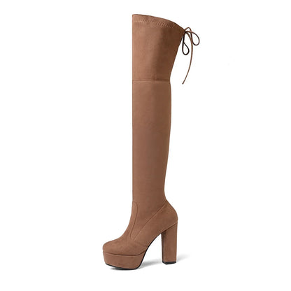 Size 34-43 New 2024 Over the Knee Boots Women Faux Suede Thigh High Boots Platform Stretch Slim Sexy Ladies Women's Winter Boots NovaCart