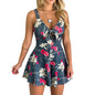 Female Sexy Playsuit print sexy V-neck short jumpsuit women loose casual beach romper