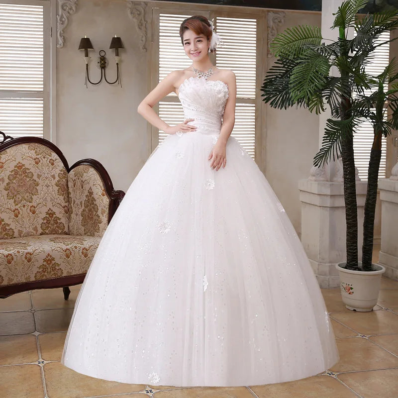 2018 Strapless Wedding Ball Gown Princess Wedding Dresses Graceful Ruffles Organza Wedding Gown NovaCart