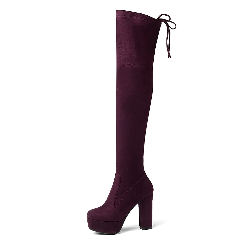 Size 34-43 New 2024 Over the Knee Boots Women Faux Suede Thigh High Boots Platform Stretch Slim Sexy Ladies Women's Winter Boots NovaCart