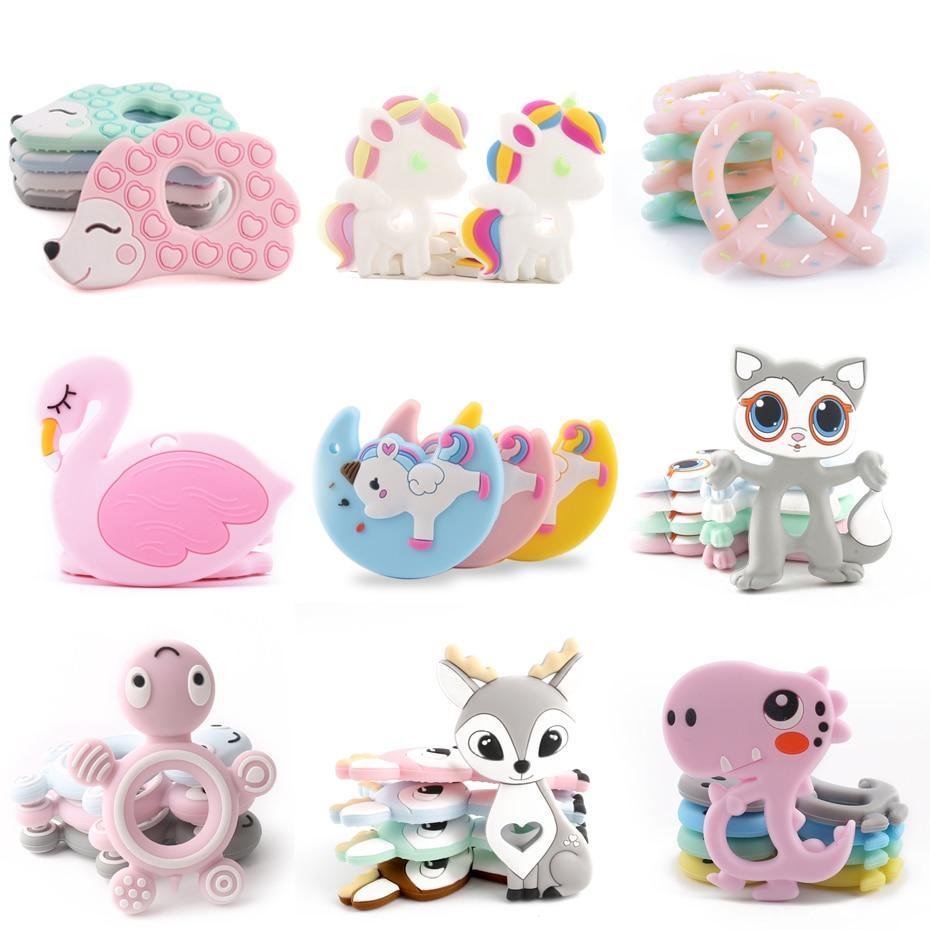 Silicone Teethers Food Grade Tiny Rod Teething Baby Shower Gifts Cartoon Animals Teether Let's Make 1pc Stevvex