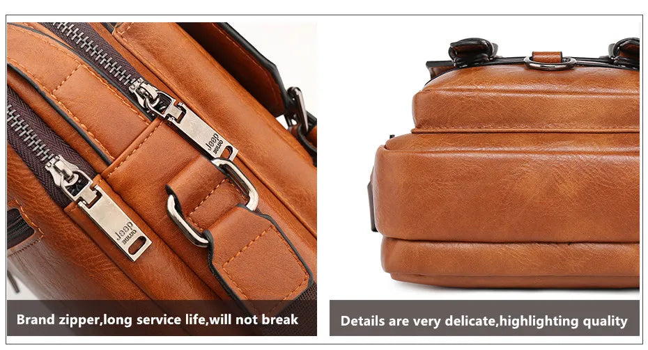 JEEP BULUO Multi-function Business Handbags Men New Man's Shoulder Bag Large Capacity Leather Messenger Bag Crossbody Big Brand NovaCart