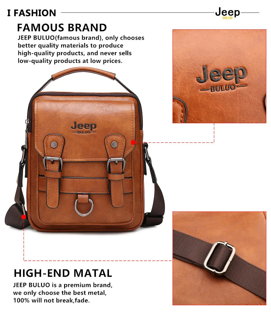 JEEP BULUO Multi-function Business Handbags Men New Man's Shoulder Bag Large Capacity Leather Messenger Bag Crossbody Big Brand NovaCart