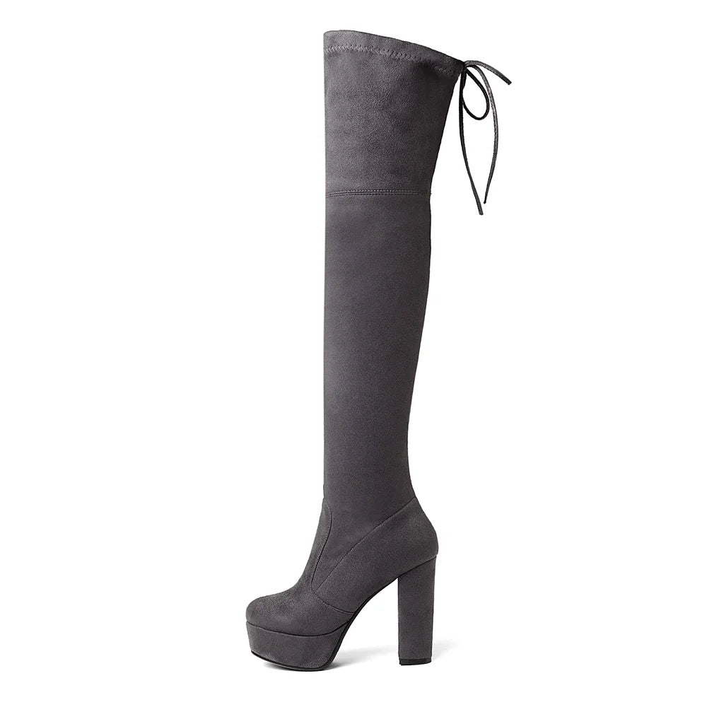 Size 34-43 New 2024 Over the Knee Boots Women Faux Suede Thigh High Boots Platform Stretch Slim Sexy Ladies Women's Winter Boots NovaCart